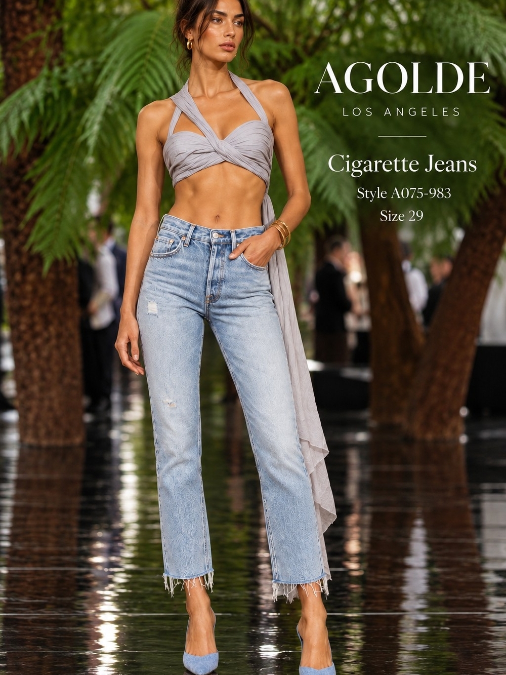 AGOLDE Cigarette Jeans – Light Wash Distressed Denim – Size 29